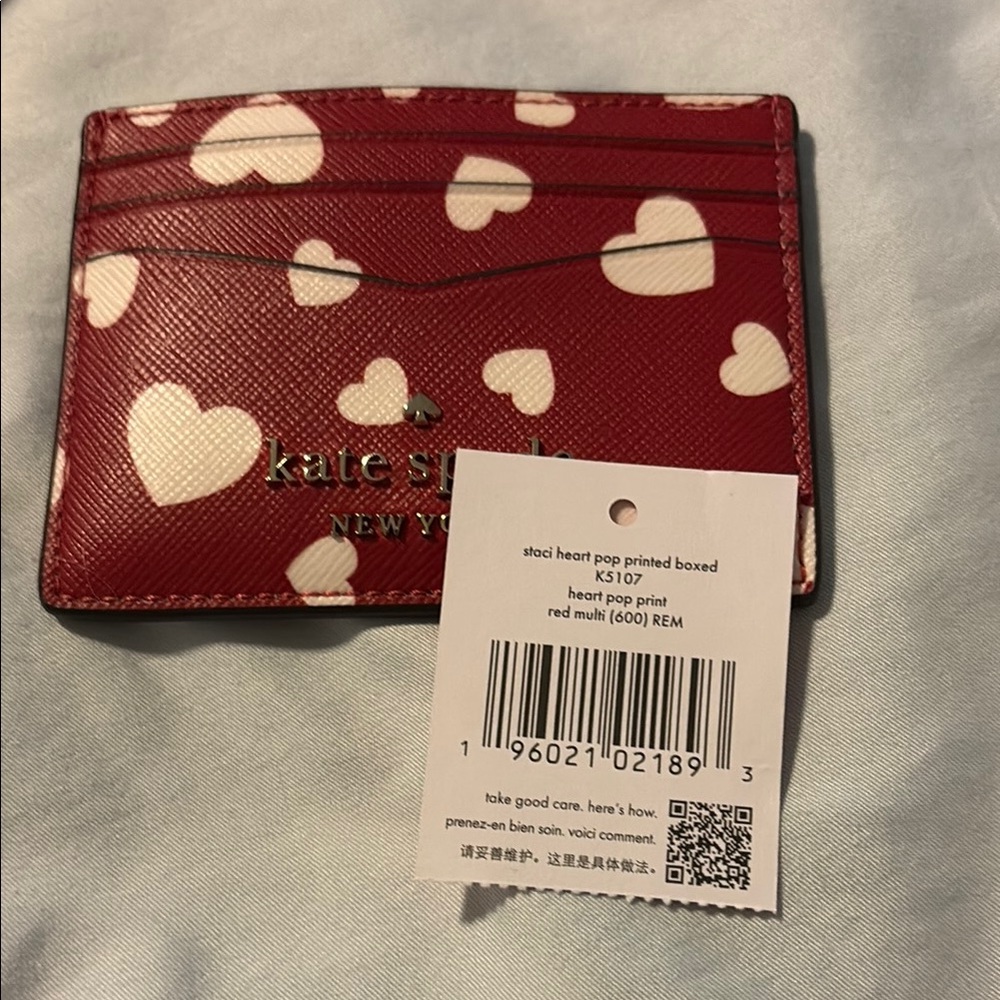 NWT Kate Spade Red and White Heart Card Holder - Picture 3 of 3